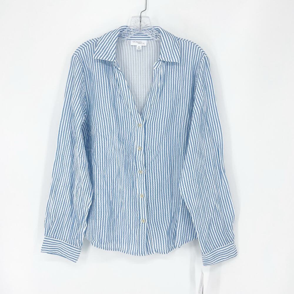 Morgan Taylor Long Sleeve Button-Up Stripe Top Size XL